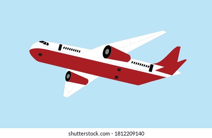 un avión de pasajeros en vuelo con fondo azul