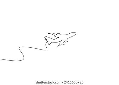 passenger plane fly technology holiday one line art design