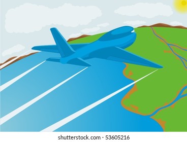 A passenger plane was flying. Cargo airlines