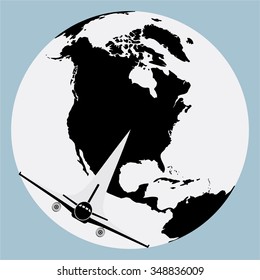 Passenger plane flying from the earth in sky. Vector