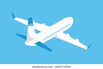 Passenger plane is flying, flat vector illustration.