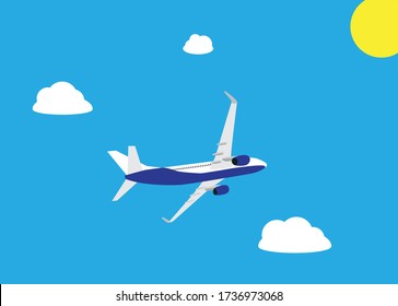 passenger plane flying isolated on white background. Vector Illustration. EPS10