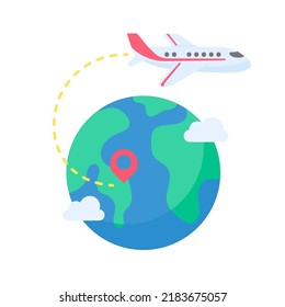 passenger plane flying on the world map vacation travel ideas
