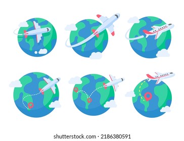 passenger plane flying on the world map vacation travel ideas