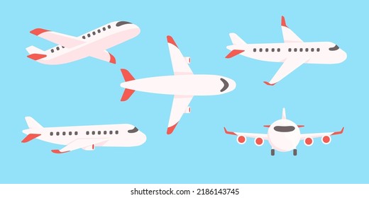 Passenger plane flying in the sky side view. travel concept