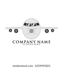 Passenger plane front side illustration vector logo