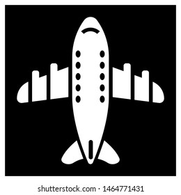 Passenger plane. Icon.
The aircraft for the transport of people-flat, black and white image.