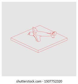 Passenger plane in isometric view. White flat airplane. 3D object for games and infographics. Vector illustration. Aircraft for travel and tourism.