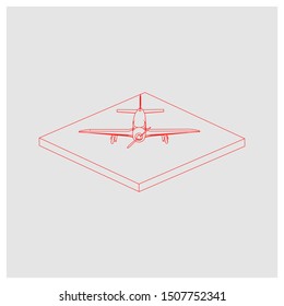 Passenger plane in isometric view. White flat airplane. 3D object for games and infographics. Vector illustration. Aircraft for travel and tourism.