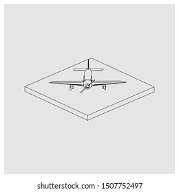 Passenger plane in isometric view. White flat airplane. 3D object for games and infographics. Vector illustration. Aircraft for travel and tourism.