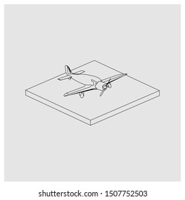 Passenger plane in isometric view. White flat airplane. 3D object for games and infographics. Vector illustration. Aircraft for travel and tourism.