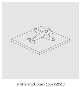 Passenger plane in isometric view. White flat airplane. 3D object for games and infographics. Vector illustration. Aircraft for travel and tourism.