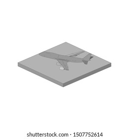Passenger plane in isometric view. White flat airplane. 3D object for games and infographics. Vector illustration. Aircraft for travel and tourism.