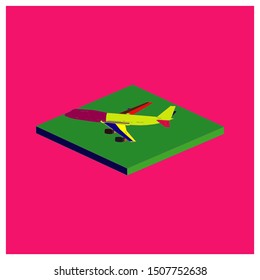 Passenger plane in isometric view. White flat airplane. 3D object for games and infographics. Vector illustration. Aircraft for travel and tourism.