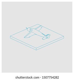 Passenger plane in isometric view. White flat airplane. 3D object for games and infographics. Vector illustration. Aircraft for travel and tourism.