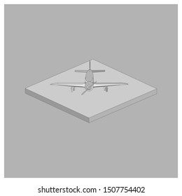 Passenger plane in isometric view. White flat airplane. 3D object for games and infographics. Vector illustration. Aircraft for travel and tourism.