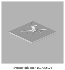 Passenger plane in isometric view. White flat airplane. 3D object for games and infographics. Vector illustration. Aircraft for travel and tourism.