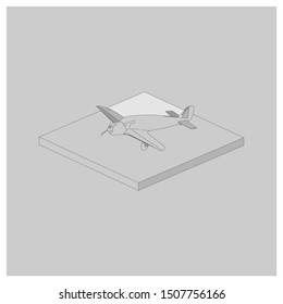 Passenger plane in isometric view. White flat airplane. 3D object for games and infographics. Vector illustration. Aircraft for travel and tourism.