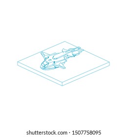 Passenger plane in isometric view. White flat airplane. 3D object for games and infographics. Vector illustration. Aircraft for travel and tourism.