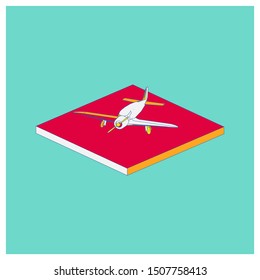 Passenger plane in isometric view. White flat airplane. 3D object for games and infographics. Vector illustration. Aircraft for travel and tourism.