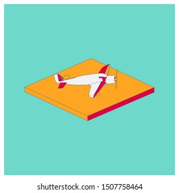 Passenger plane in isometric view. White flat airplane. 3D object for games and infographics. Vector illustration. Aircraft for travel and tourism.
