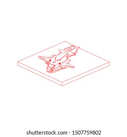 Passenger plane in isometric view. White flat airplane. 3D object for games and infographics. Vector illustration. Aircraft for travel and tourism.