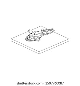 Passenger plane in isometric view. White flat airplane. 3D object for games and infographics. Vector illustration. Aircraft for travel and tourism.