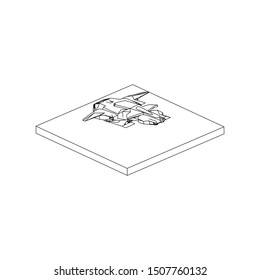Passenger plane in isometric view. White flat airplane. 3D object for games and infographics. Vector illustration. Aircraft for travel and tourism.