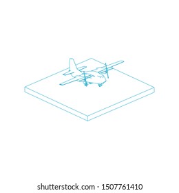 Passenger plane in isometric view. White flat airplane. 3D object for games and infographics. Vector illustration. Aircraft for travel and tourism.