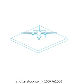 Passenger plane in isometric view. White flat airplane. 3D object for games and infographics. Vector illustration. Aircraft for travel and tourism.