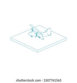 Passenger plane in isometric view. White flat airplane. 3D object for games and infographics. Vector illustration. Aircraft for travel and tourism.