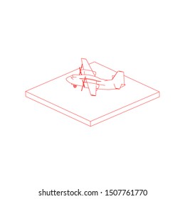 Passenger plane in isometric view. White flat airplane. 3D object for games and infographics. Vector illustration. Aircraft for travel and tourism.