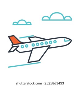 Avião de passageiros. Ícone linear minimalista