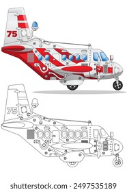 Passenger plane. Side view. Isolated on white background. Vector illustration.