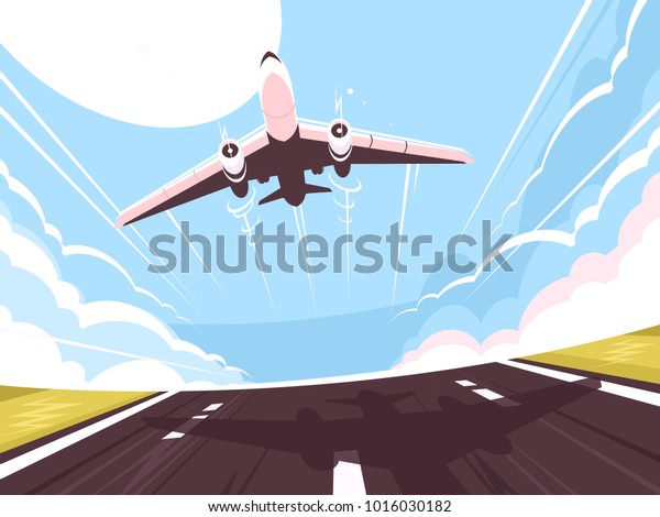 旅客機が滑走路から離陸する 空気輸送 ベクターイラスト のベクター画像素材 ロイヤリティフリー