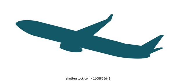 A passenger plane takes off, a vector stock illustration with airplane silhouette isolated on white background as concept of tourism and travel