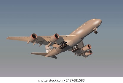 
Un avión de pasajeros despegando con dos turbinas. Vector.