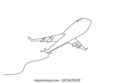 Vector de diseño de arte de una línea del objeto de viaje de vacaciones del transporte del vehículo del avión de pasajeros