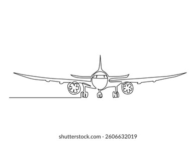 passenger plane vehicle travel one line drawing art design vector
