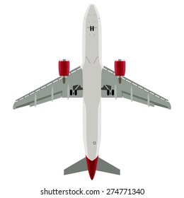 Passenger Plane View From Below On A White Background