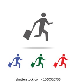 Passenger Pulling Rolling Bag Icon. Elements of airport multi colored icons. Premium quality graphic design icon. Simple icon for websites, web design, mobile app, info graphics on white background