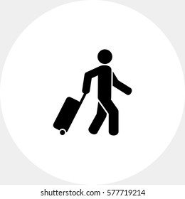 Passenger Pulling Rolling Bag Icon
