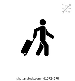 Passenger Pulling Rolling Bag Icon