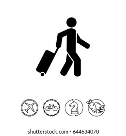 Passenger Pulling Rolling Bag Icon