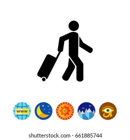 Passenger Pulling Rolling Bag Icon