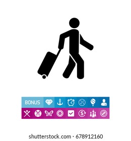 Passenger Pulling Rolling Bag Icon