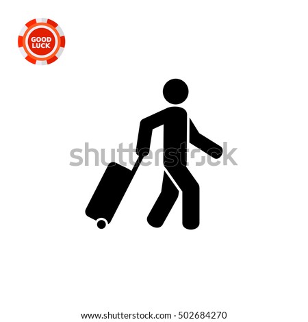 Passenger Pulling Rolling Bag Icon