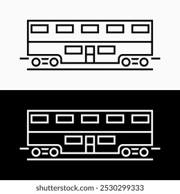 Passenger Railcar Icons: vector illustration of passenger car icons with black and white background