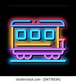 passenger railway carriage neon light sign vector. Glowing bright icon passenger railway carriage sign. transparent symbol illustration