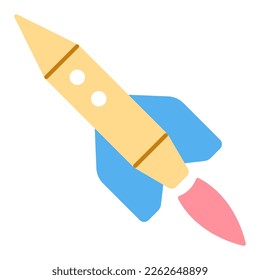 Fluggastrakete - Symbol, Illustration auf weißem Hintergrund, flacher Farbstil
